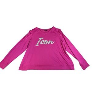 Lane Bryant Icon Graphic Pullover Top, Pink Long Sleeve Sweatshirt Size 22